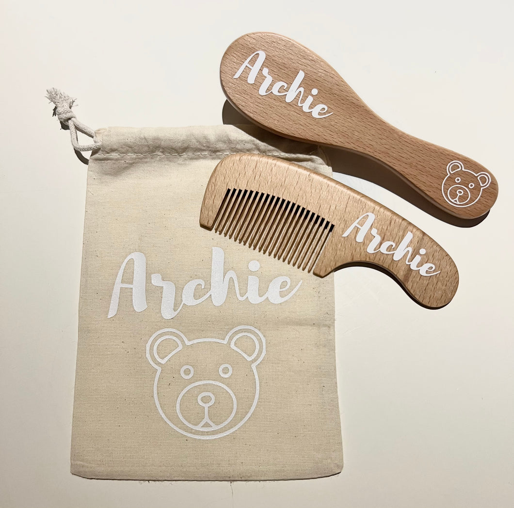 Personalised baby brush & comb set